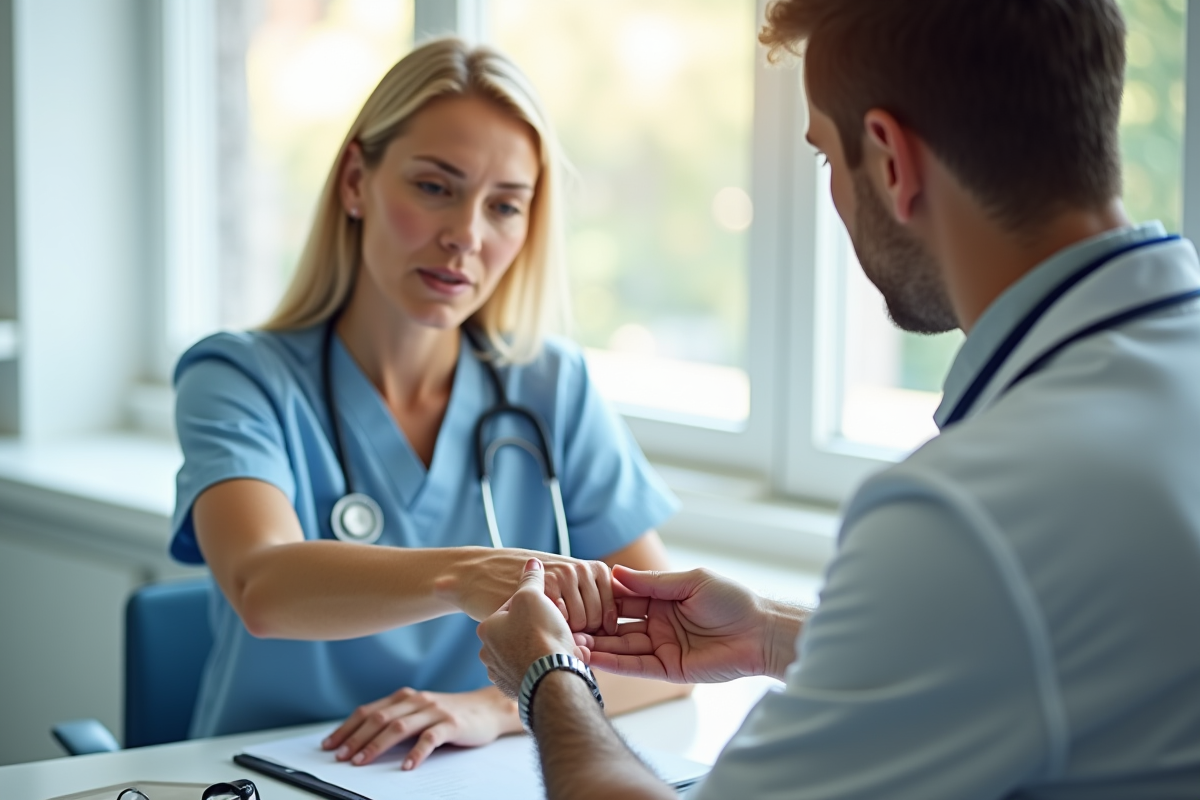 Médecin examinant un bras lors d