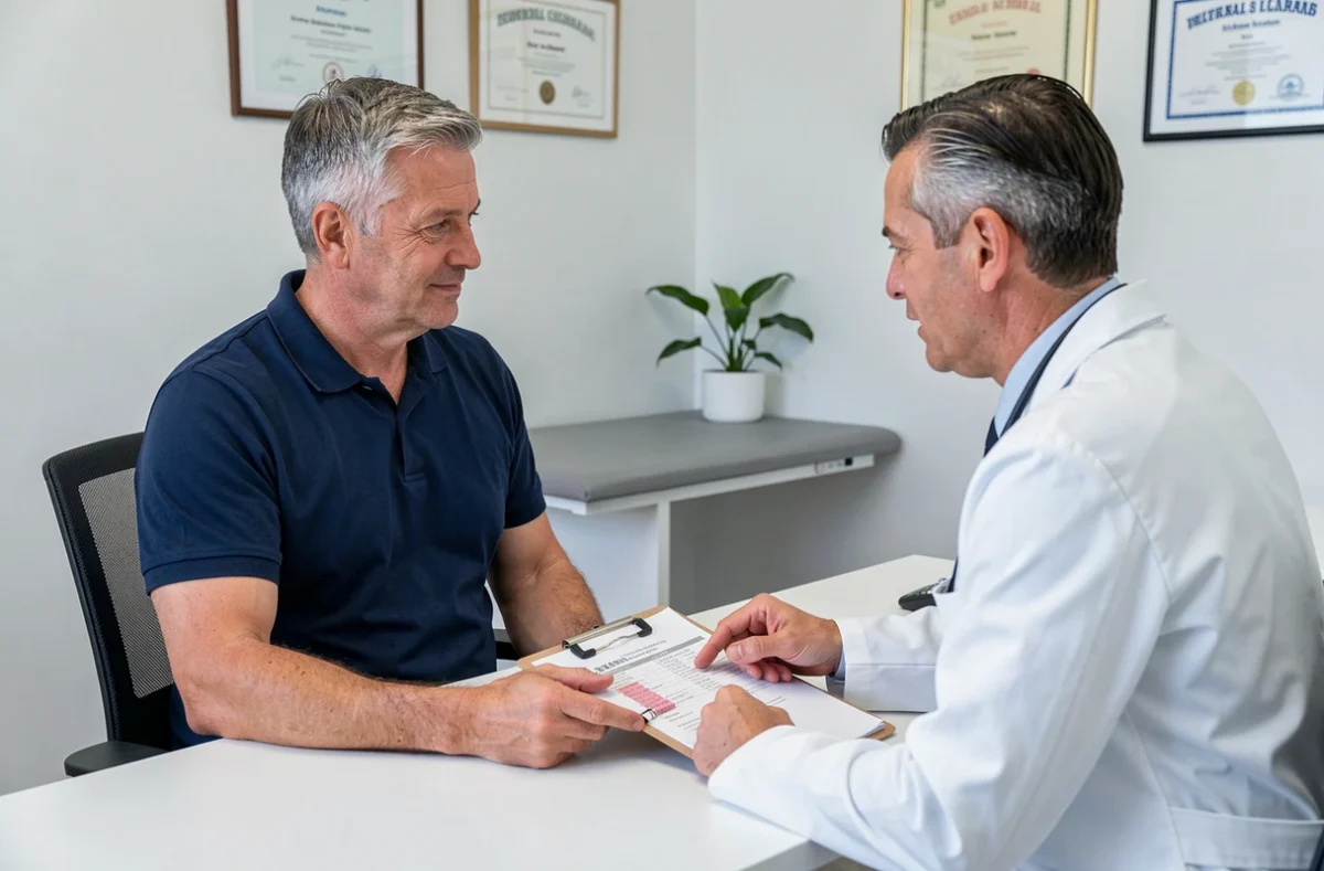 Patient de 50 ans en consultation médicale pour comprendre et faire baisser un taux de transaminases SGOT trop élevé