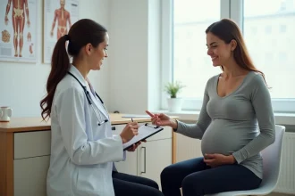 Femme enceinte en consultation chez une rhumatologue à Béziers pour douleurs articulaires pendant la grossesse