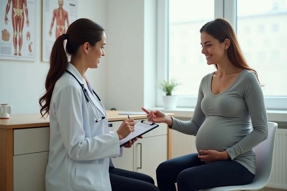 Femme enceinte en consultation chez une rhumatologue à Béziers pour douleurs articulaires pendant la grossesse