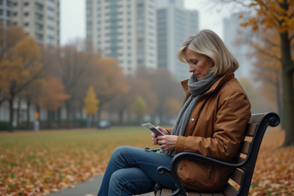 Femme d'âge moyen avec carte de vaccination en plein air