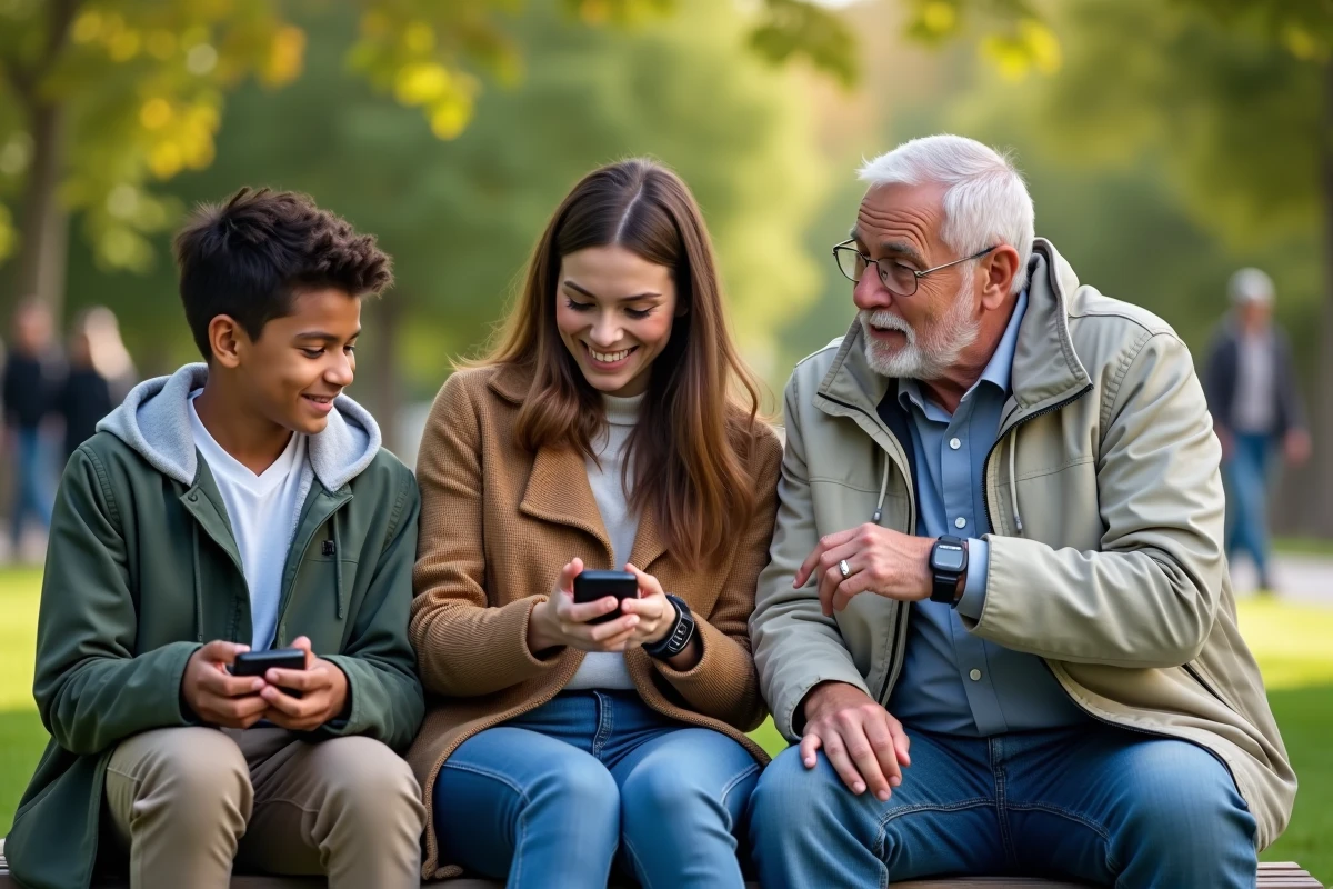 Groupe diverse controlant leur pression arterielle en plein air