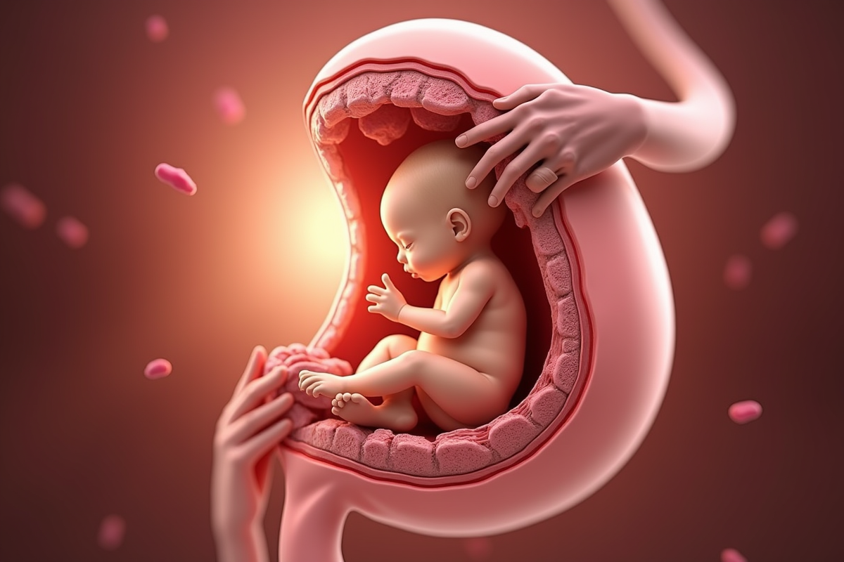 Illustration anatomique du placenta nourrissant le bébé dans l
