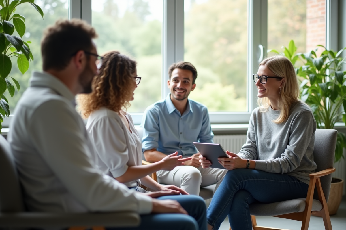 Groupe diversifié en salle d